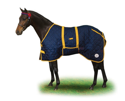 Navy Quilted Doona Stable Rug 3' Navy/yellow [siz:3' Col:navy/yellow]