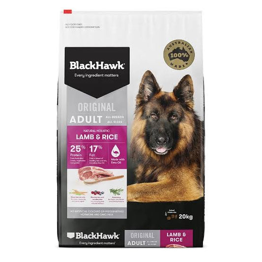 Black Hawk Adult All Breed Lamb And Rice 20kg [dog:all Breed Fla:lamb And Rice Siz:20kg]