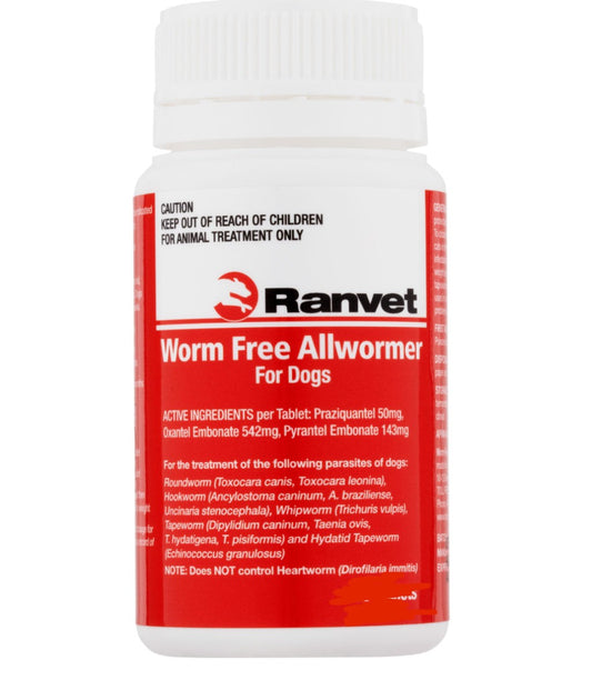 Ranvet Worm Free Allwormer For Dogs 25 Tablets [siz:25 Tablets]